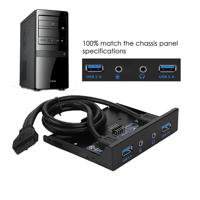 USB3.0 O Floppy Voorpaneel 3.5 inch 2 USB3.0 Interfaces met Mic o black
