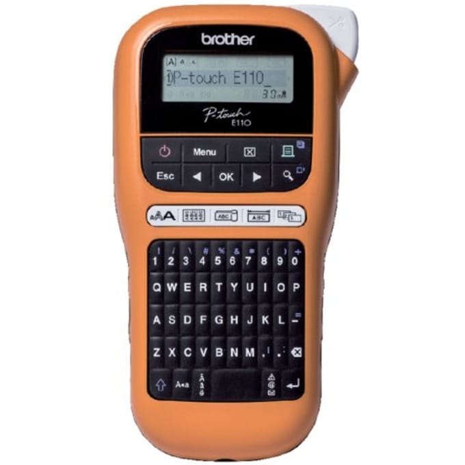 Labelprinter Brother P-touch TZe PT-E110VP draagbaar qwerty 12mm oranje