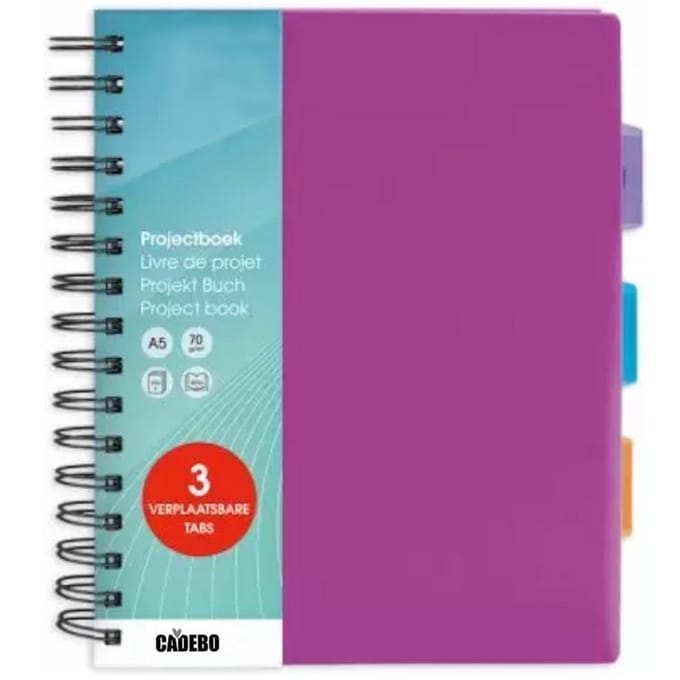 Cadebo Projectboek A5 3tabs 200vel - Paars