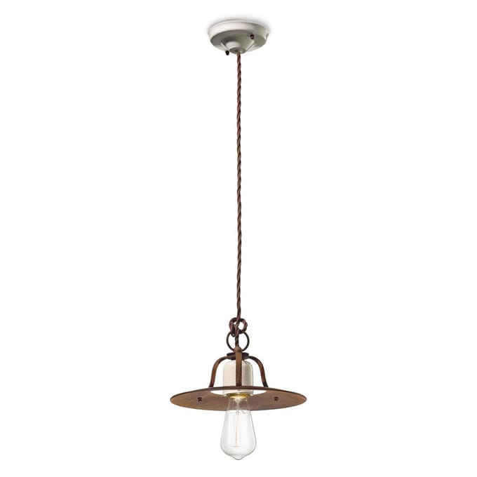 Ferroluce Kleine hanglamp Riccardo met rustieke uitstraling