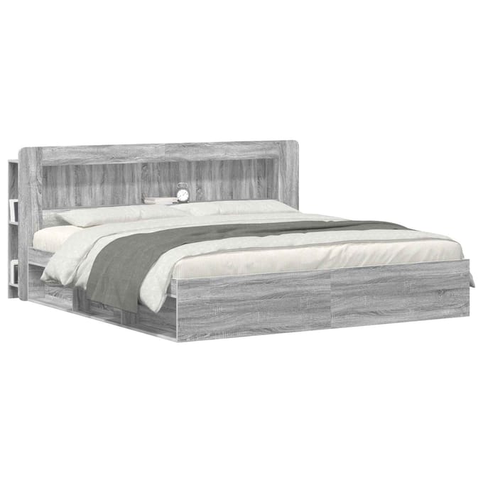 vidaXL - Hoofdeinde - Kast - met - opslag - Grijs - sonoma - Geconstrueerd - hout