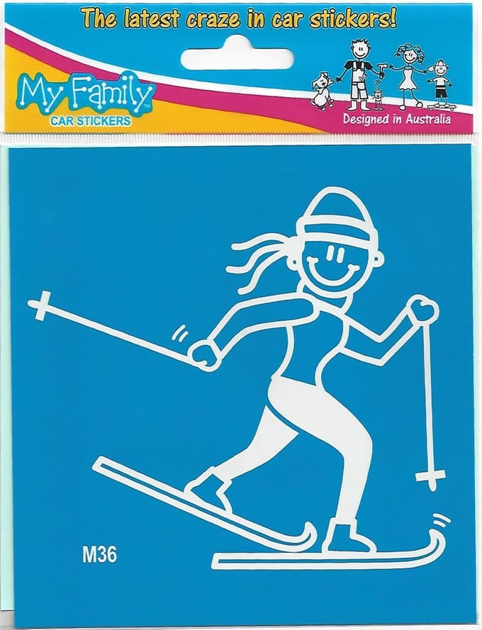 Moeder wintersport - autosticker - wit - 11 cm hoog