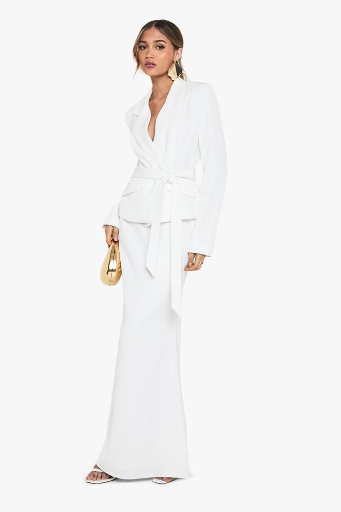 boohoo Dames Occasion Tailored Maxi Skirt | Ivoor | Maat: 36