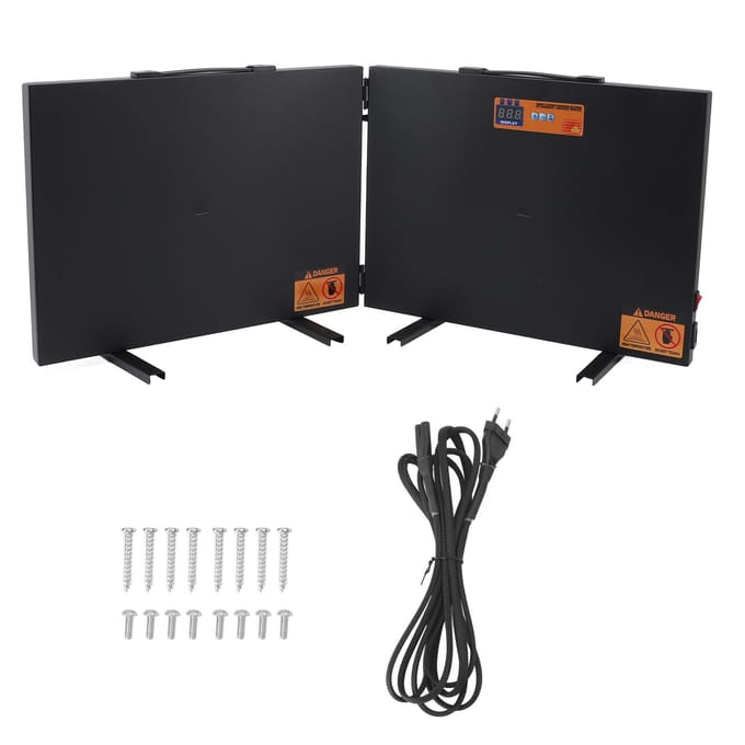 Opvouwbare Kippenhokverwarmer 150W Groot Formaat Instelbare Temperatuur Dagen Uren 2 Verwarmingsplaten voor black