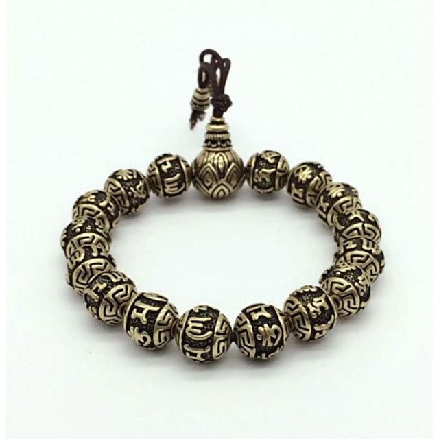 Retro Vintage Tibetaans Zilver Boeddhisme Mantra's Armband Mannen Amulet Zes Woorden Om Mani Padme Hum Lotus Kralen Armband Voor Vrouwen Beads 15mm
