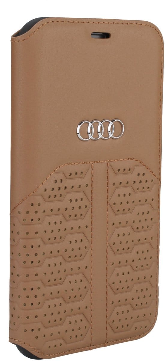 Audi hoesje - Bruin - iPhone 12 - 12 Pro - Book Case - A6 Serie - Genuine Leather