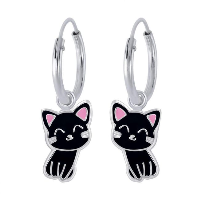 Zilveren kinderoorbellen - Katten hanger - Hypoallergeen