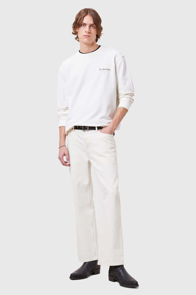 AllSaints Underground Crew Ashen White/snake Taglia: L | Maglie a manica lunga Outlet | Uomo | Bianco