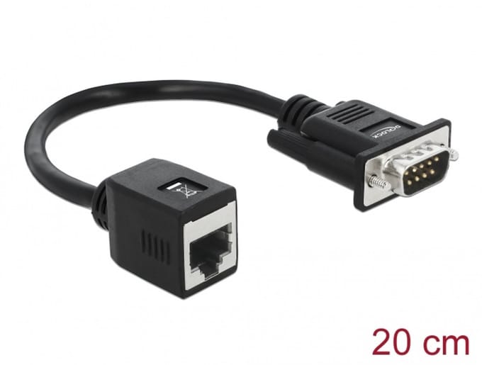 Delock Adapter Serieel [1x D-sub stekker 9-polig - 1x RJ45-bus] 20 cm Zwart