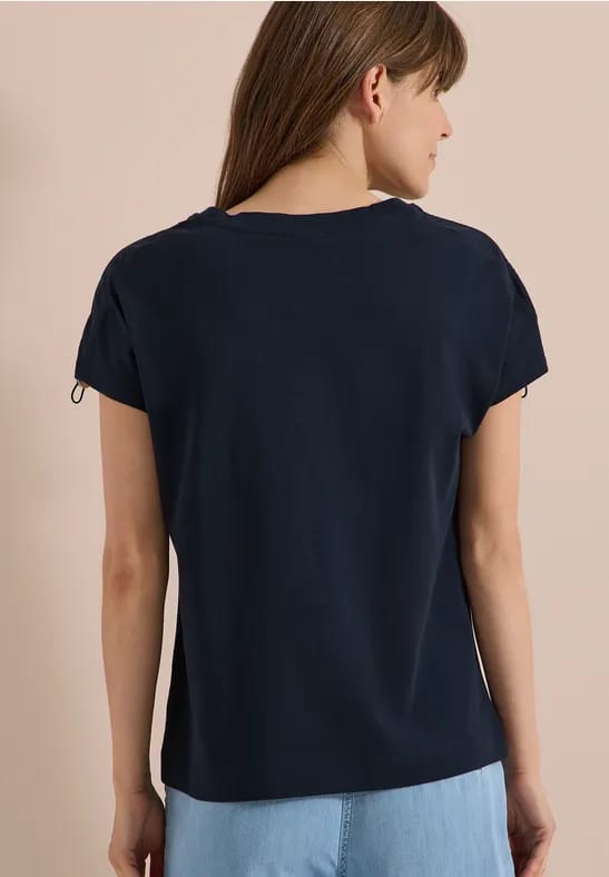 Shirt met rimpels in effen kleur