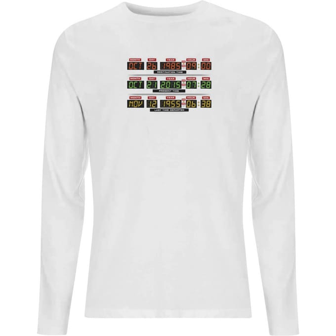 Back To The Future Destination Clock Men's Long Sleeve T-Shirt - White - L