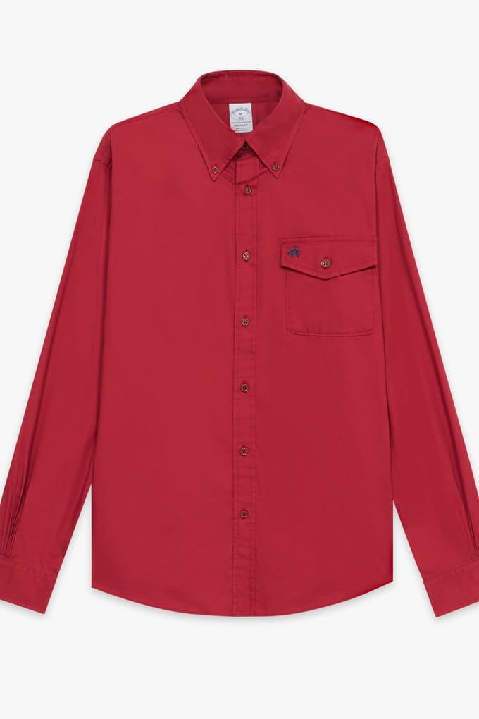 Brooks Brothers Solid Long Sleeve Claret Dark Red Größe: S | Casual hemden Outlet | Herren | Rot