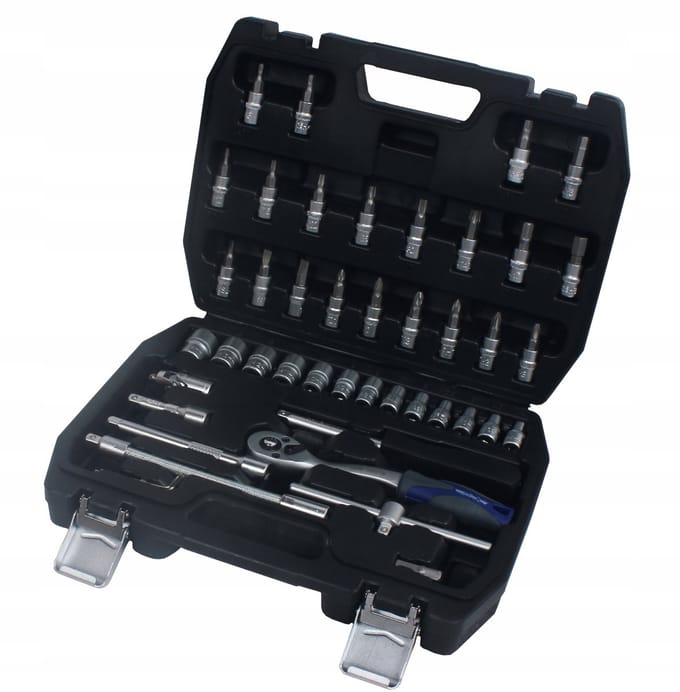43-delige Doppen-en Ratelset 1/4" Cr-V Staal