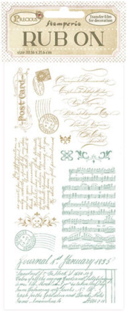 Stamperia - Stamperia Precious Rub-On 4x8,5 Inch Post Card (DFLRB62)