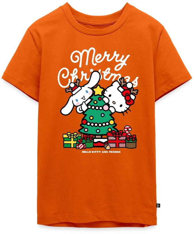 Hello Kitty En Cinnamoroll Kerstontwerp Premium T-Shirt Tiener
