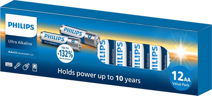 Philips Ultra Alkaline AA - LR06 - penlite batterijen - 12 stuks