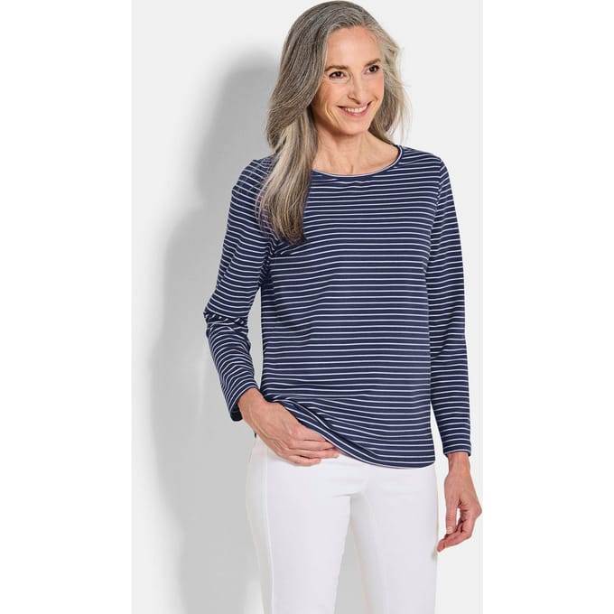 Drie shirts van katoenjersey - marine / gebroken wit / marine / gestreept - Gr. 23 van Goldner Fashion