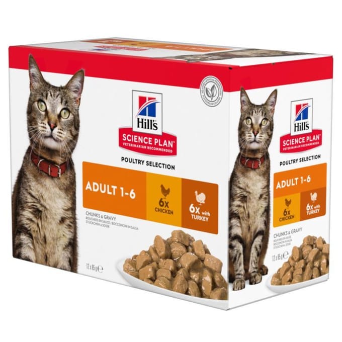 24x85g Feline Maaltijdzakjes Gevogelte selectie Hill's Science Plan Kattenvoer