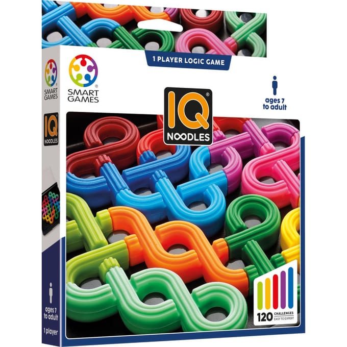 SmartGames IQ Noodles - Logisch Denkspel & Reispuzzel - 120 Opdrachten met Soft-Touch Knopen - Educatief Solospel - Vanaf 6 Jaar
