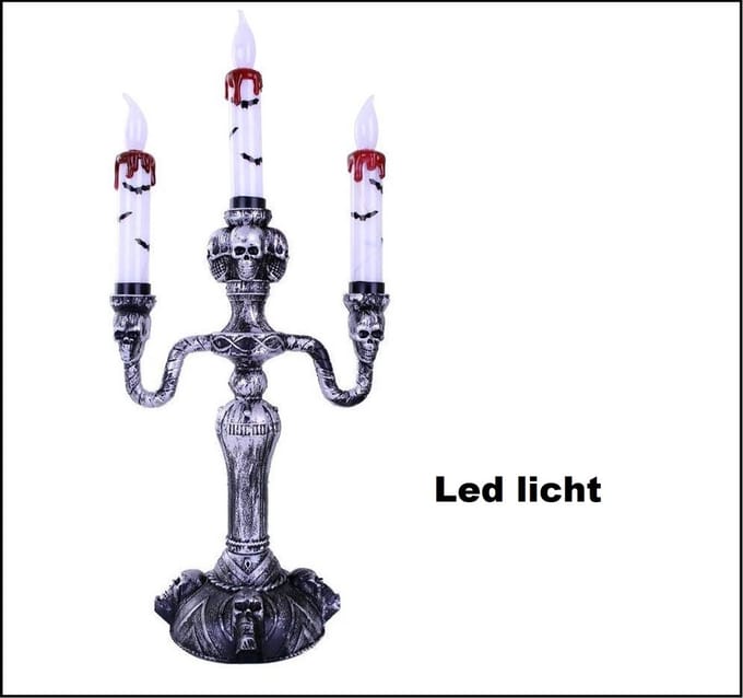 Horror Kandelaar 3 kaarsen met licht - Led licht - Halloween griezel