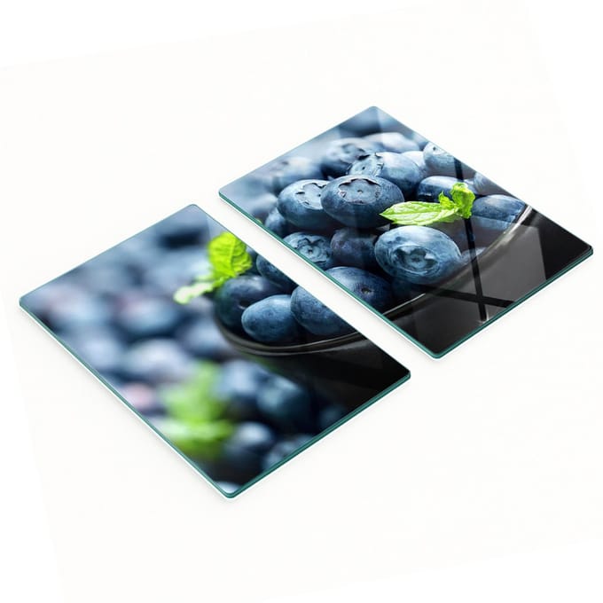 Multifunctionele decoratieve glazen borden met bosbessenprint 2x40x52 cm