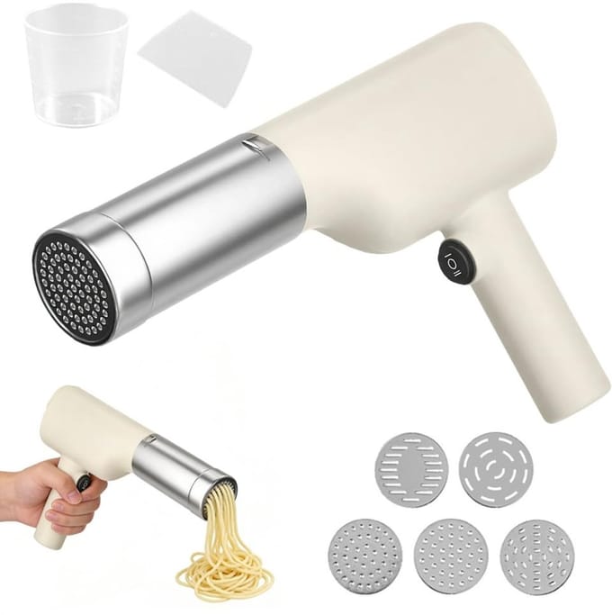 Dailygoods - Draagbare Oplaadbare Pastamachine met 5 Persvormen