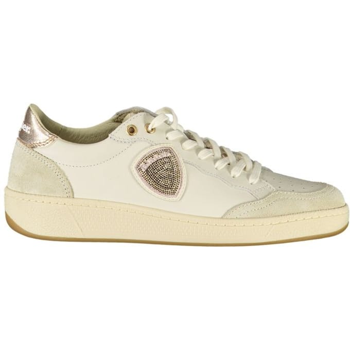 Blauer Witte Leren Dames Sneaker