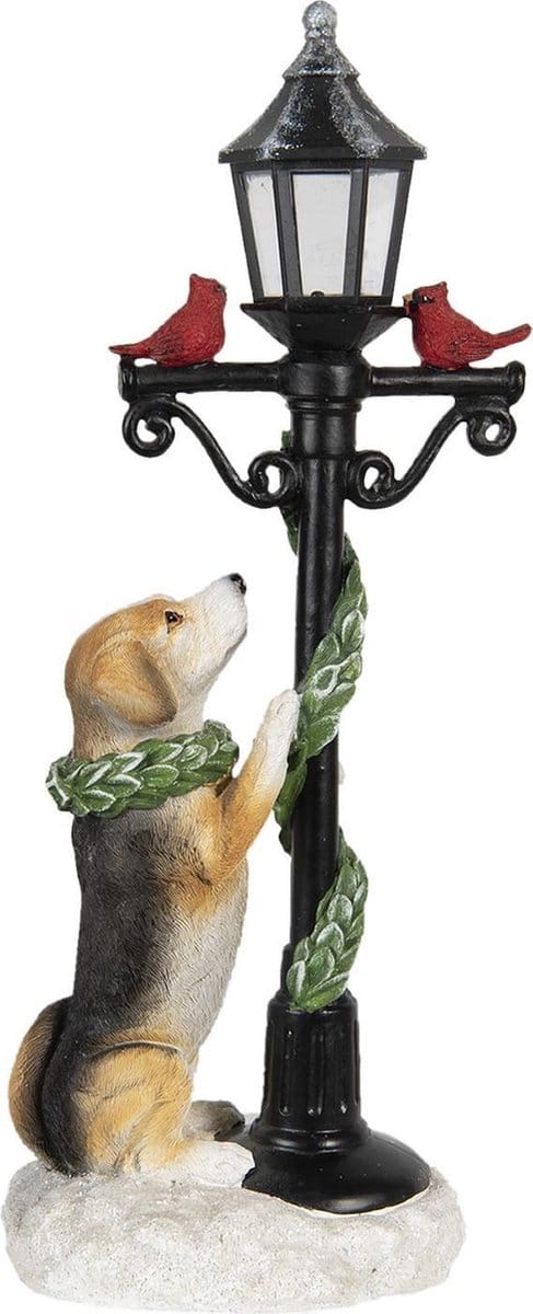 Clayre & Eef Decoratie Beeld Hond 17*12*41 cm Meerkleurig Polyresin Decoratief Figuur Decoratieve Accessoires