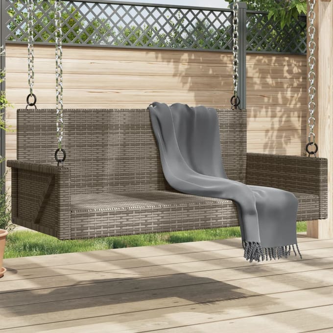 vidaXL - Schommelbank - 119x56x48 - cm - poly - rattan - grijs