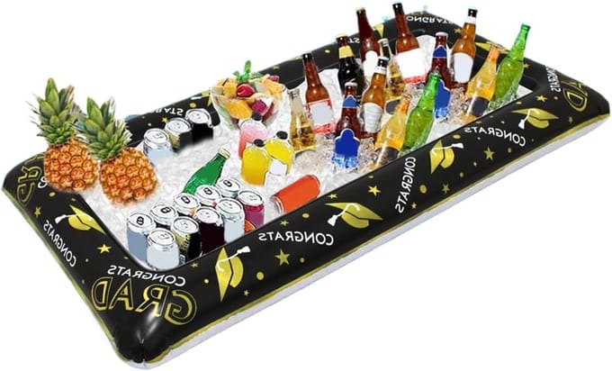 Opblaasbare koeler - Drijvende bar - Feest organiseren - Ruime opbergruimte - 129 cm lang - Wit
