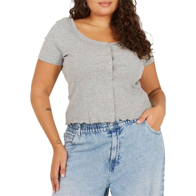 Brave Soul Dames/Dames Geribd Plus T-shirt (Grijze Mergel)