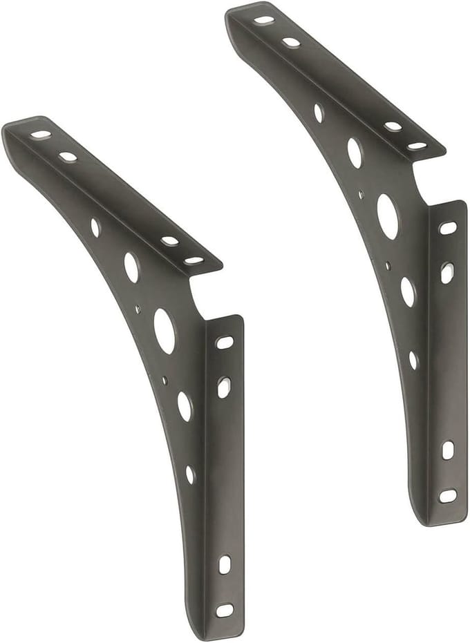 2 x siwitec Delta Line console 200 x 200 mm in mat staal, plankdrager met een draagvermogen van 95 kg, plankdrager