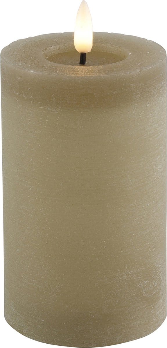 Countryfield Lyon LED kaars/stompkaars - beige - D7,5 x H12,5 cm - timer