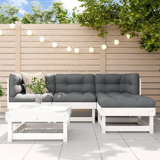 vidaXL - 5-delige - Loungeset - massief - grenenhout - wit