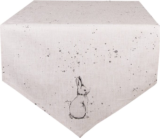 Clayre & Eef Tafelloper 50x160 cm Beige Grijs Katoen Konijn