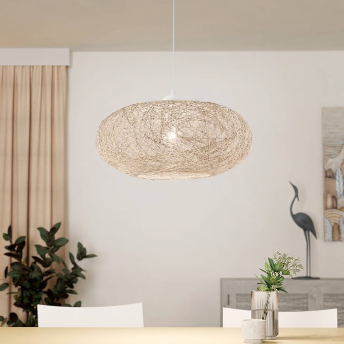 EGLO Campilo Hanglamp - E27 - 1 Lichts - Ø45 cm - Wit, beige/zandkleur