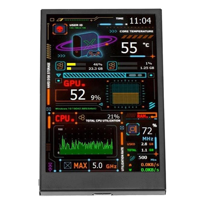 3.5in Computer Temperatuur Monitor Dubbele USB Poort IPS Mini Display CPU Data Monitor met Visueel Thema