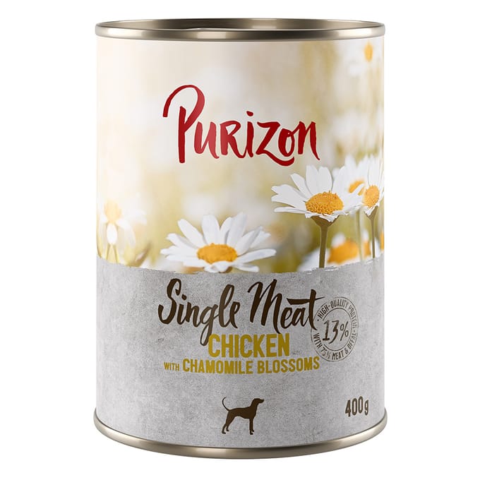 6 x 400 g Single Meat Kip met kamillebloemen Purizon nat hondenvoer