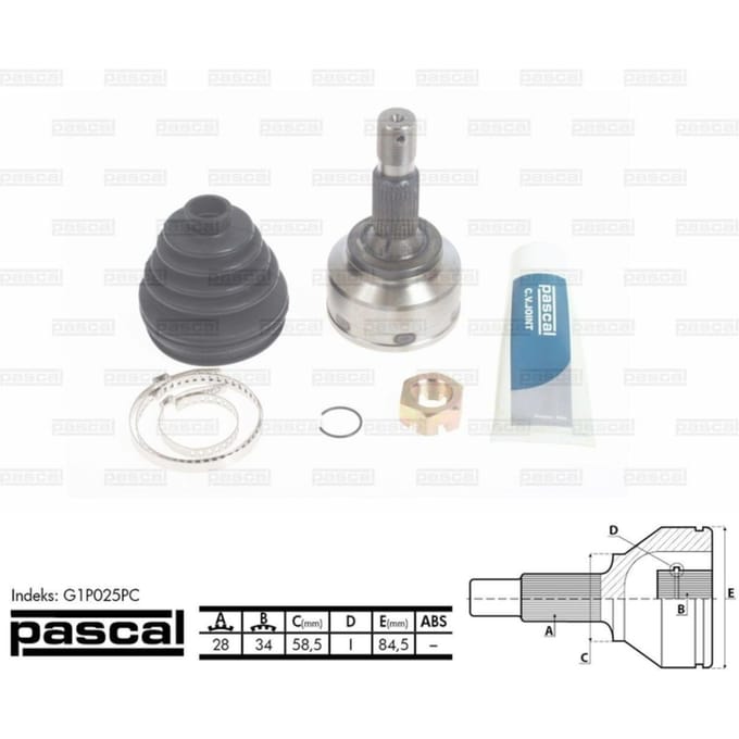 Homokineet reparatie set, aandrijfas PASCAL G1P025PC