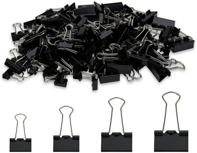 Nietjes Set - Klemmen Assortiment - Documenten Sorteren - Vier Maten - 200 Stuks - Zwart