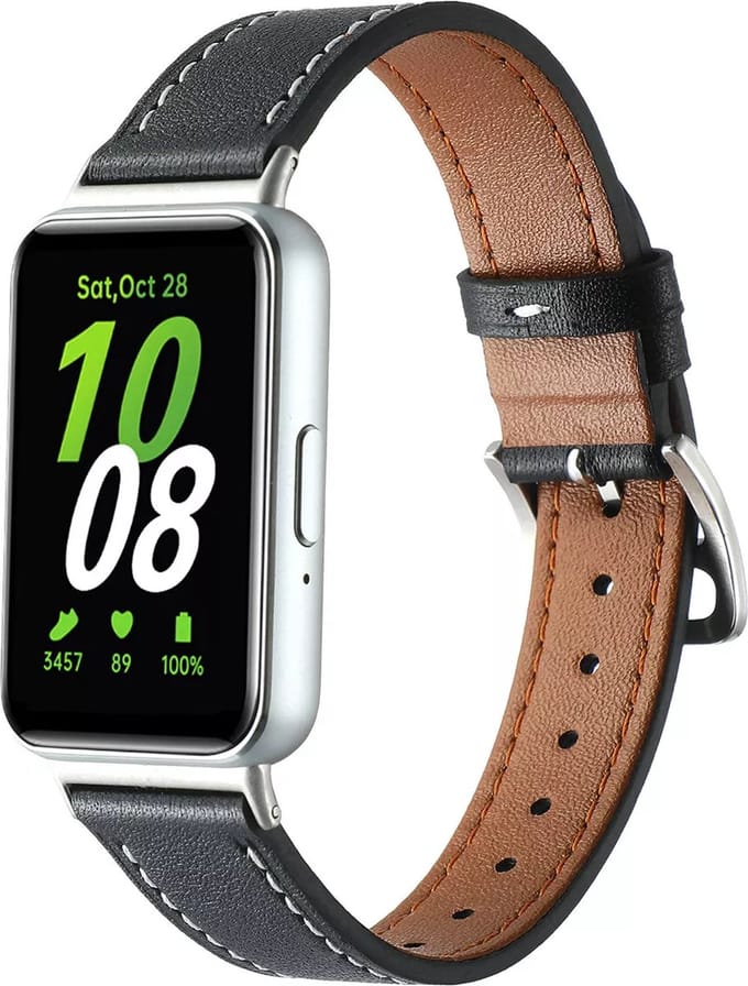 Strap-it Leren bandje met gespsluiting - geschikt voor de Samsung Galaxy Fit 3 (zwart)