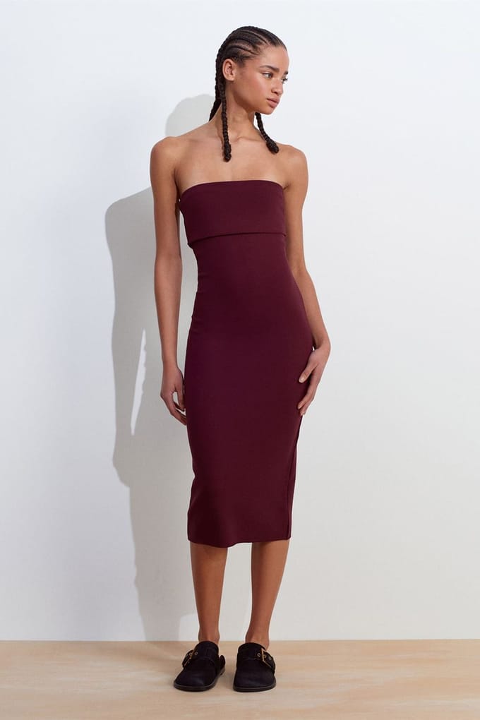 Strapless Bodycon Midi-jurk