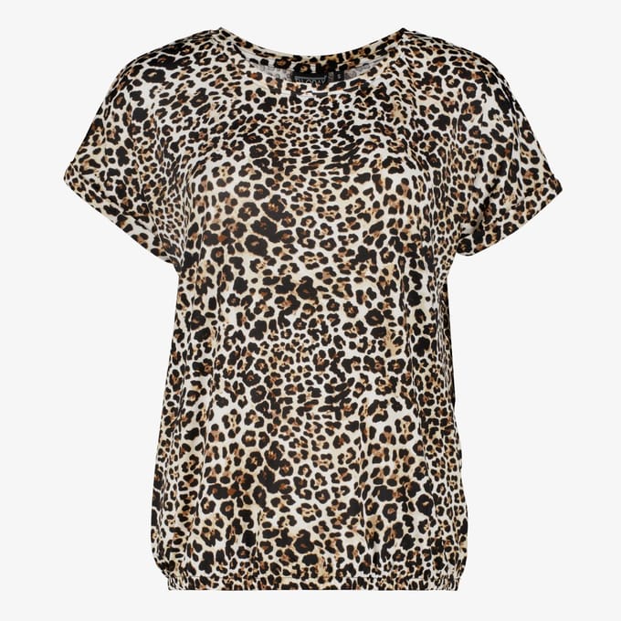 TwoDay dames T-shirt met panterprint bruin - Maat M