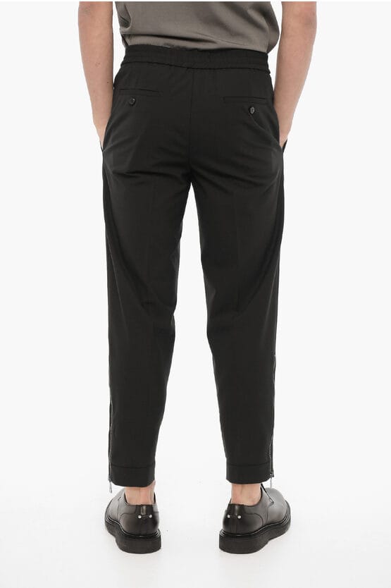 Slim Fit Broek met Enkelrits in Zwart