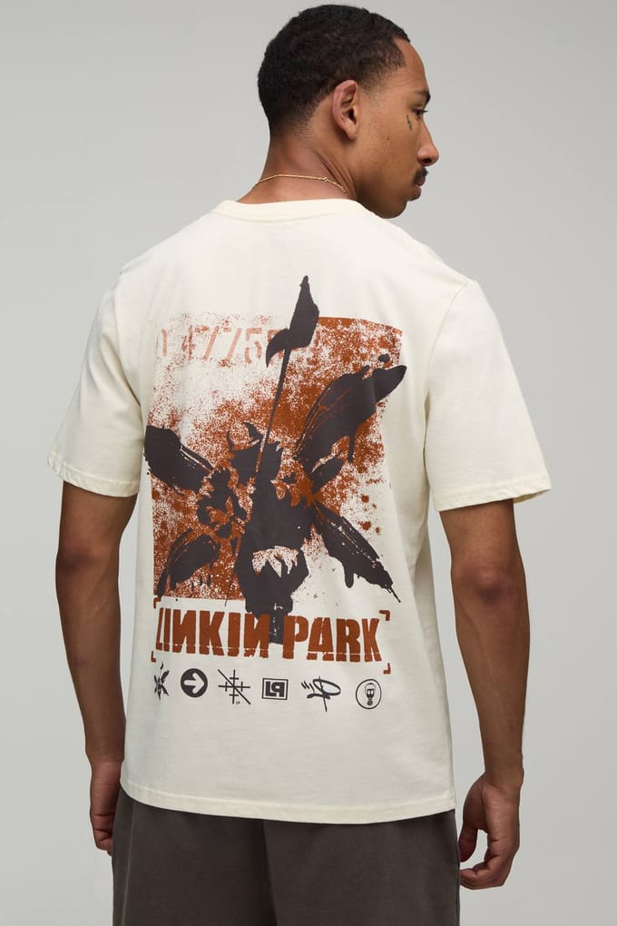 Oversized Linkin Park Licentie Print T-shirt | Ecru | Size Small