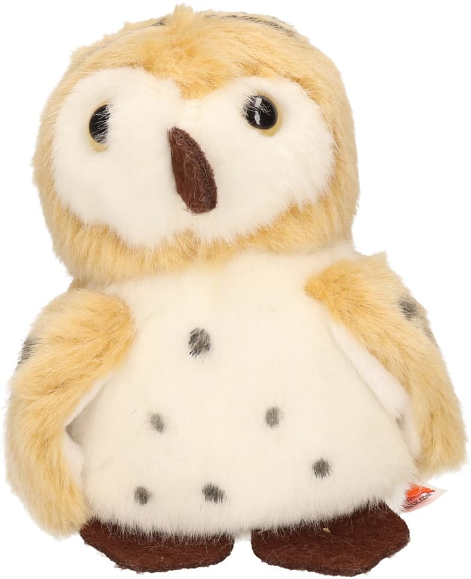 Wild republic Pluche knuffel Uil - vogel - bruin/wit - 13 cm - bosdieren knuffels