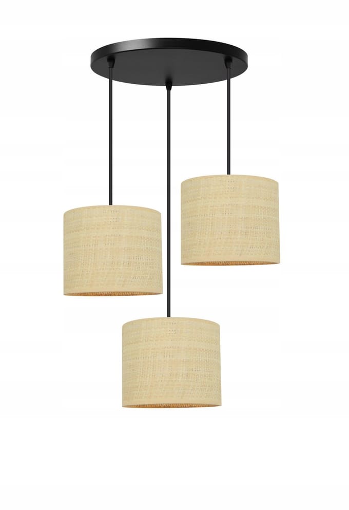 Moderne Boho Rotan Plafondlamp Island LED - Zwart/Crème
