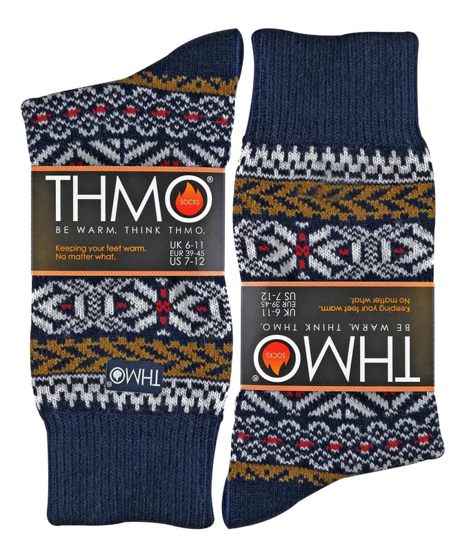 THMO - Vintage herensokken van thermo wolmix - Fairisle Navy