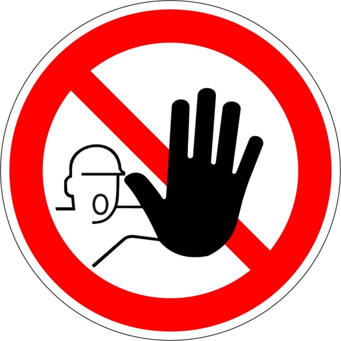 Magneetsticker verboden toegang voor onbevoegden, ISO 7010 150 mm