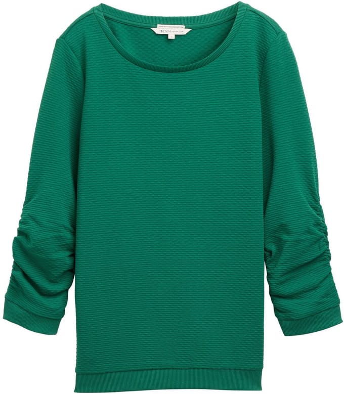 Tom Tailor Denim - Sweatshirt met plooien - Maat XS - Luscious Pine Green